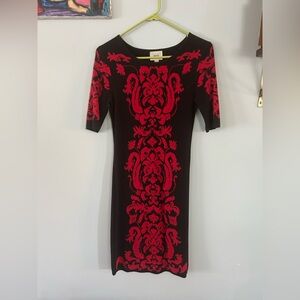 ECI black/red midi bodycon dress
